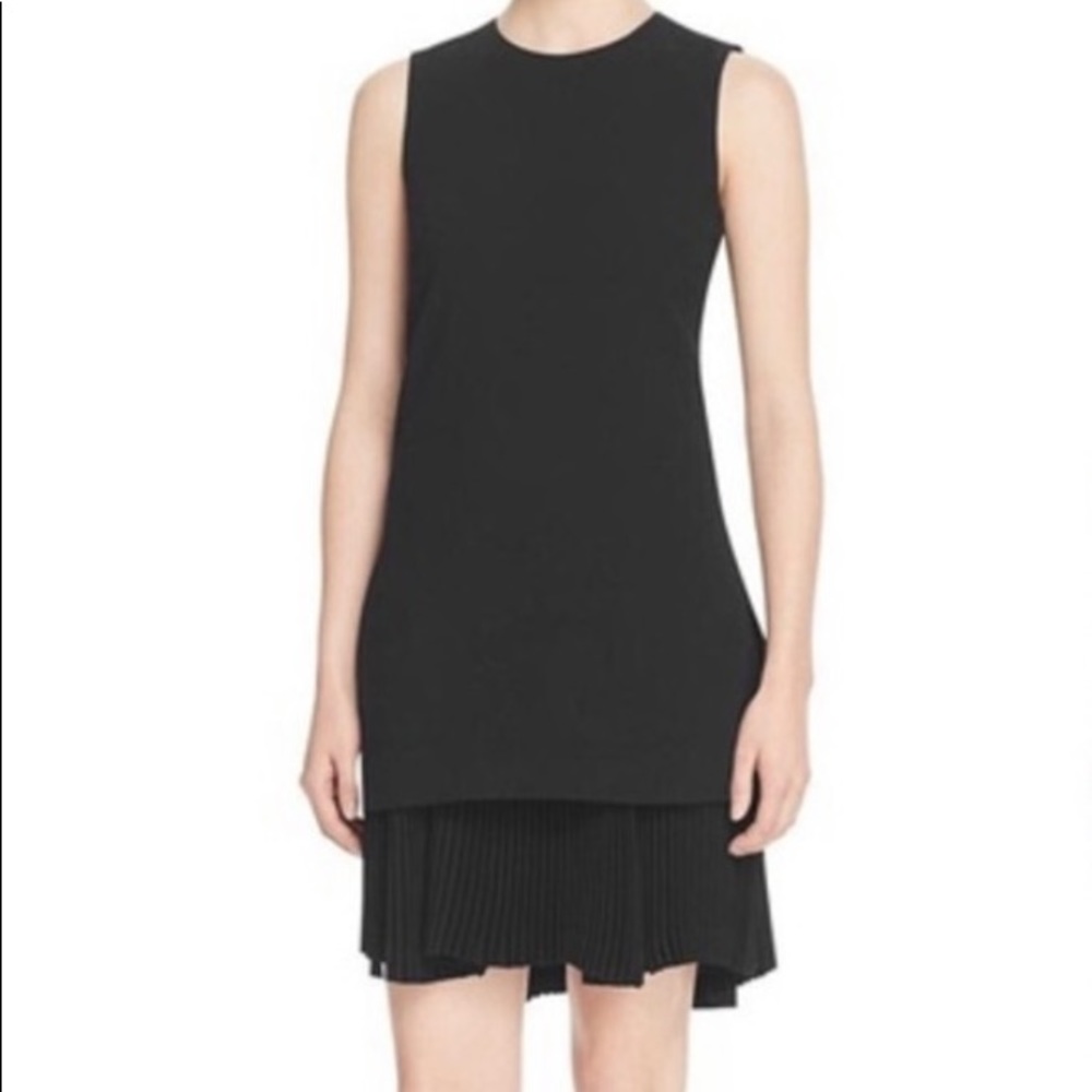 Theory Black Pleated Crepe Dress
